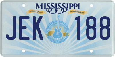 MS license plate JEK188