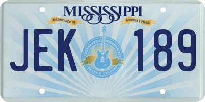 MS license plate JEK189