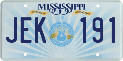 MS license plate JEK191