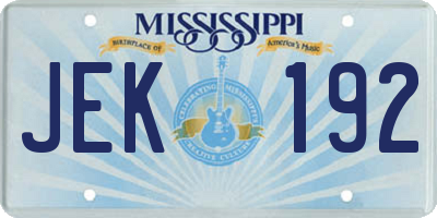 MS license plate JEK192