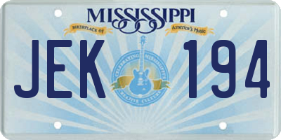 MS license plate JEK194