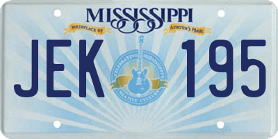 MS license plate JEK195