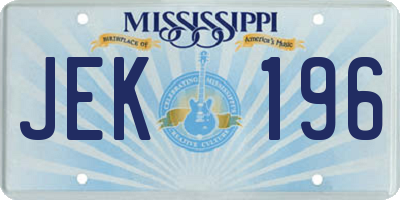 MS license plate JEK196