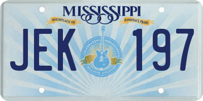MS license plate JEK197