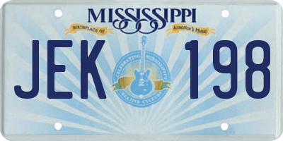 MS license plate JEK198
