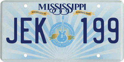 MS license plate JEK199