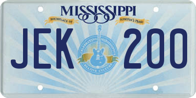 MS license plate JEK200