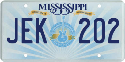 MS license plate JEK202