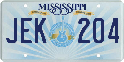 MS license plate JEK204