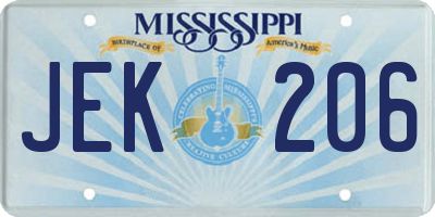 MS license plate JEK206