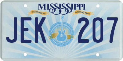 MS license plate JEK207