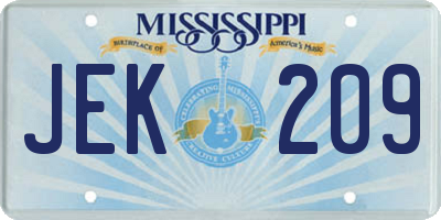 MS license plate JEK209