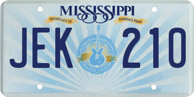 MS license plate JEK210