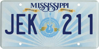 MS license plate JEK211