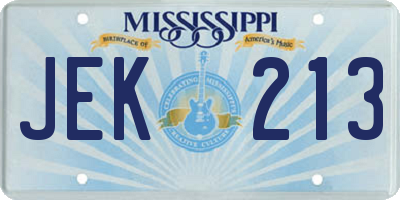 MS license plate JEK213