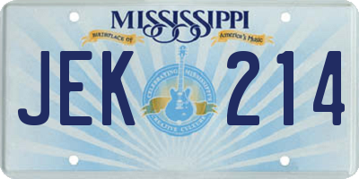 MS license plate JEK214