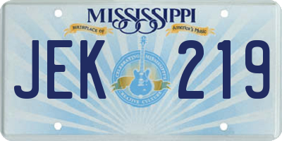 MS license plate JEK219