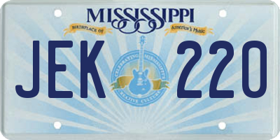 MS license plate JEK220