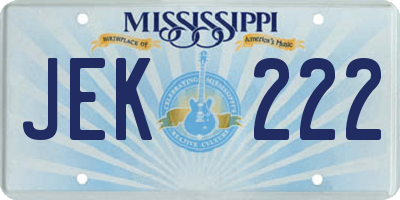 MS license plate JEK222