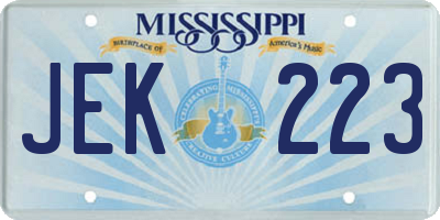 MS license plate JEK223