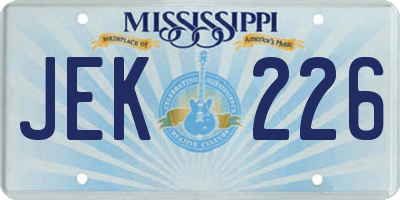 MS license plate JEK226