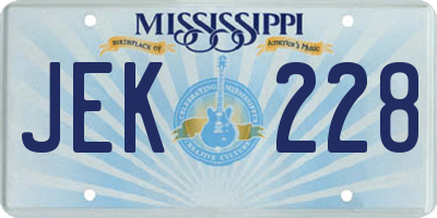 MS license plate JEK228
