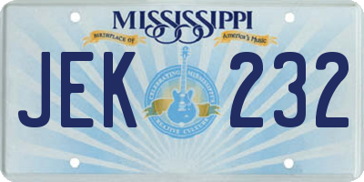 MS license plate JEK232
