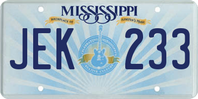 MS license plate JEK233