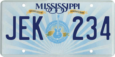 MS license plate JEK234