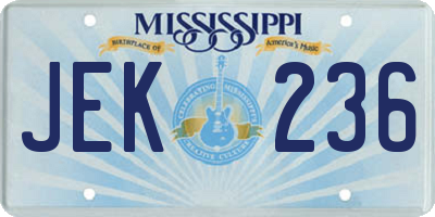 MS license plate JEK236
