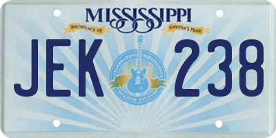 MS license plate JEK238