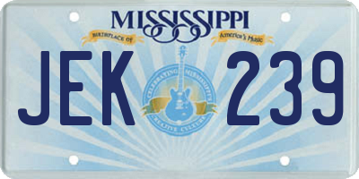 MS license plate JEK239