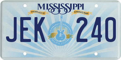 MS license plate JEK240