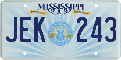 MS license plate JEK243