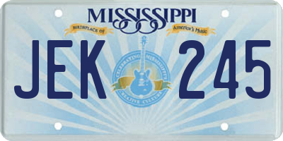 MS license plate JEK245