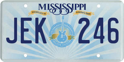 MS license plate JEK246