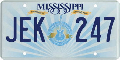 MS license plate JEK247