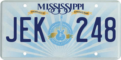 MS license plate JEK248