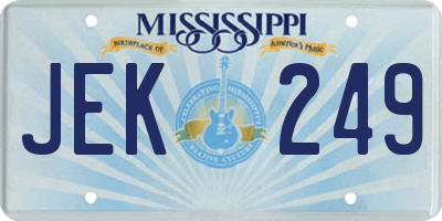 MS license plate JEK249