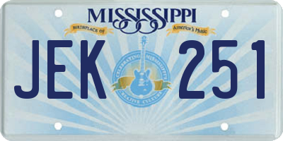 MS license plate JEK251