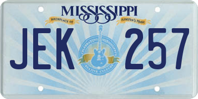 MS license plate JEK257