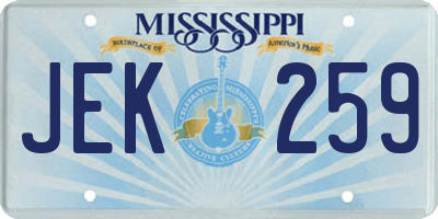 MS license plate JEK259