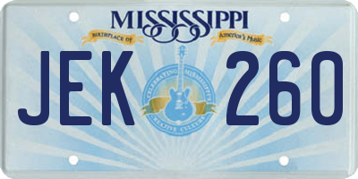 MS license plate JEK260