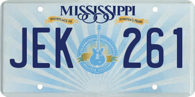 MS license plate JEK261
