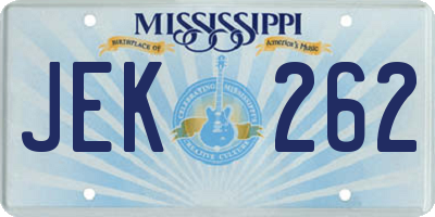 MS license plate JEK262