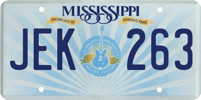 MS license plate JEK263