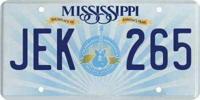 MS license plate JEK265