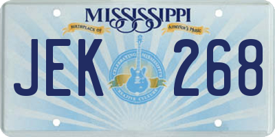 MS license plate JEK268