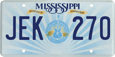 MS license plate JEK270