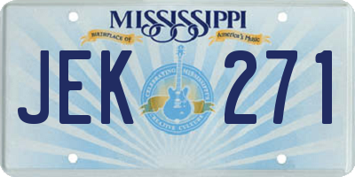 MS license plate JEK271